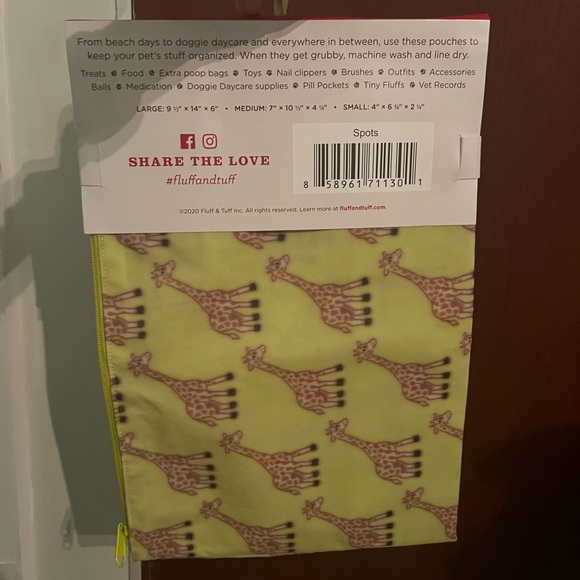 Fluff n Tuff Pack a Pouch for pups on the go Giraffe print dog pouches bags - Picture 2 of 2